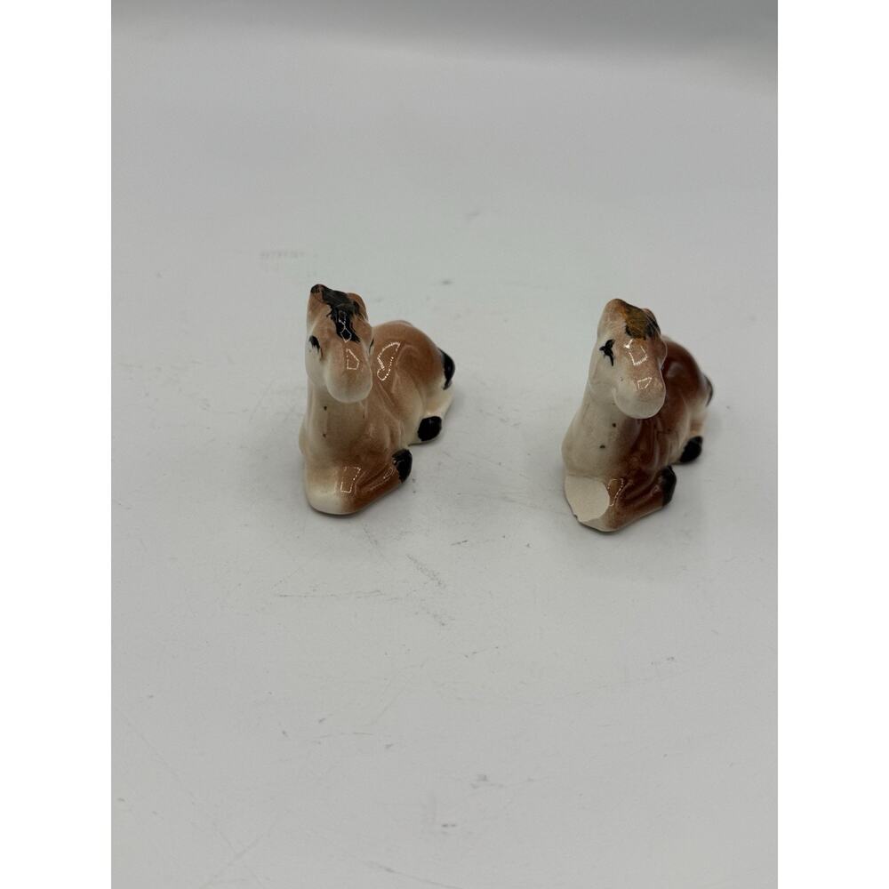 Vintage Porcelain Ceramic Glazed Finish Set Of 3 Foal Figurines JAPAN Pony Horse - Picture 2 of 6